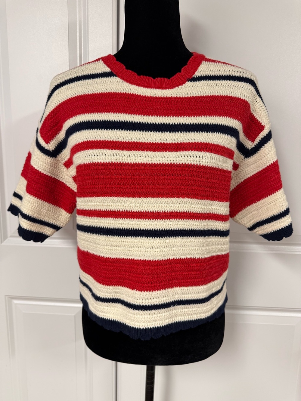Universal Thread Striped Crochet Knit Sweater